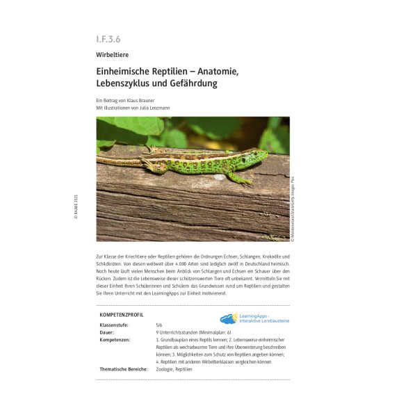 Einheimische Reptilien - Anatomie, Lebenszyklus und Gefährdung