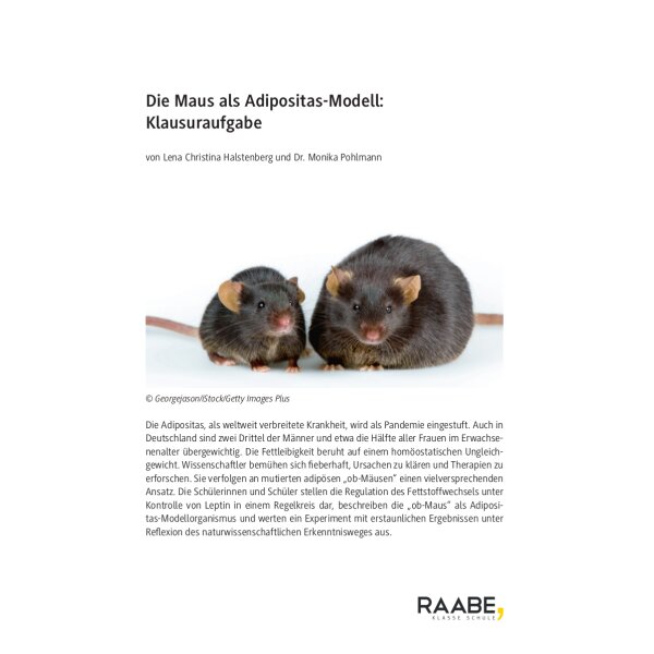 Die Maus als Adipositas-Modell: Klausuraufgaben
