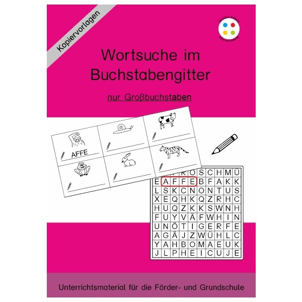 Wortsuche im Buchstabengitter (nur Großbuchstaben)